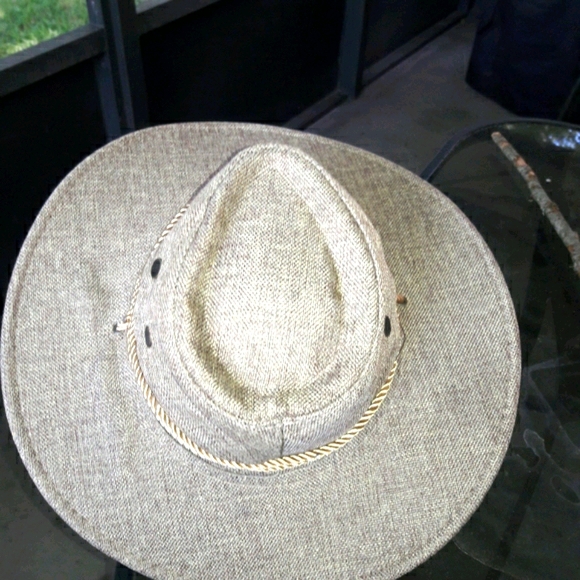 Aussie Outback Brown Canvas Hat w Draw strings and - Picture 5 of 7